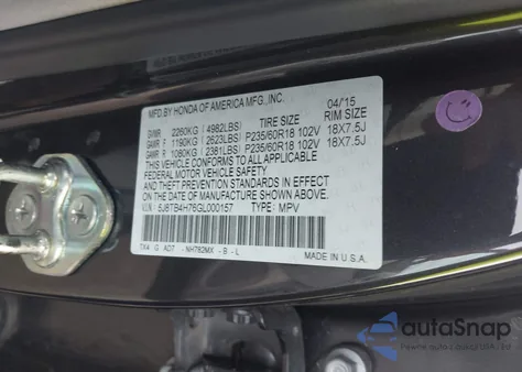 2016 Acura Rdx Advance Package из США, поврежденный, VIN 5J8TB4H76GL000157